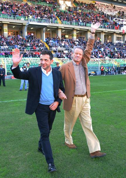 Con il presidente del Palermo Maurizio Zamparini, prima del derby Palermo-Catania, 2010 (Getty Images)